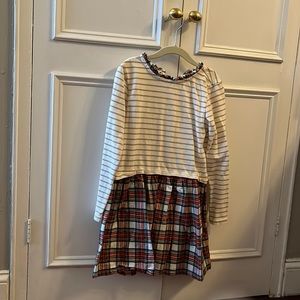 CREWCUTS Gold Stripe & Plaid Girls’ Dress